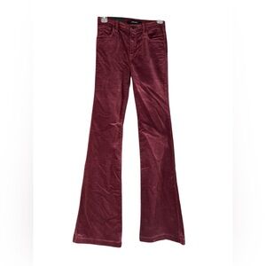 J Brand Maria Velvet High-Rise Flare Pants Oxblood Size 25
